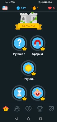 aplikacja do nauki języka - duolingo