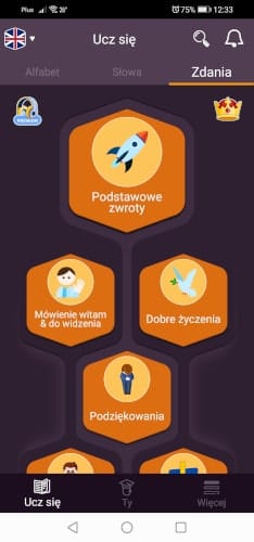działy w aplikacji