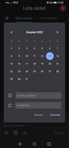 lista zadań google - aplikacja do planowania zadań