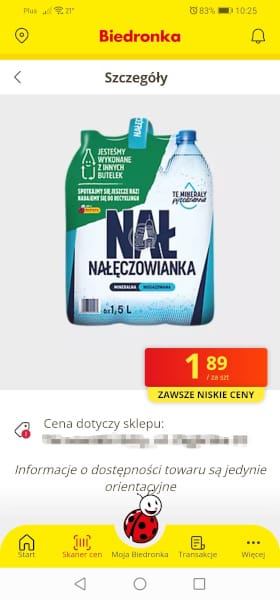 skaner cen w aplikacji Biedronka