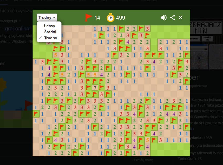 saper- klasyczna gra przeglądarkowa